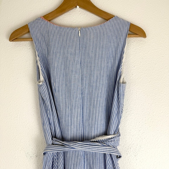 Biden Riviera Linen Cotton Pinstripe Wrap Midi Dress 8 - Picture 10 of 14
